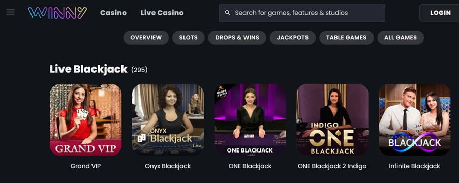 Winny Casino live blackjack