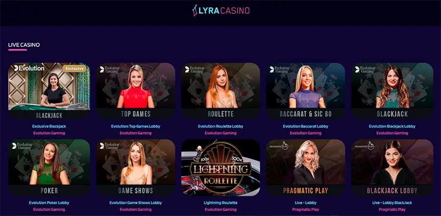 Live Casino på Lyra Casino