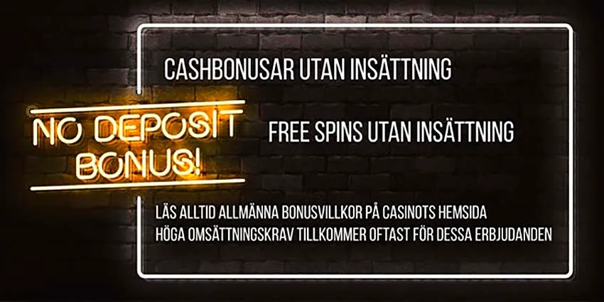 No deposit bonusar på casino utan svensk licens