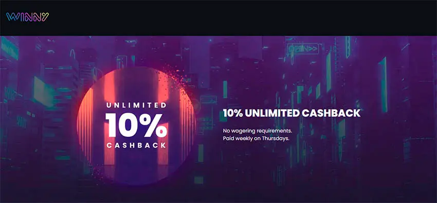 Winny Casino med 10% cashback
