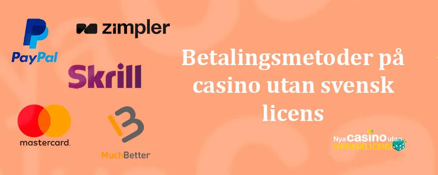 Betalningsmetoder på nya casinon utan svensk licens