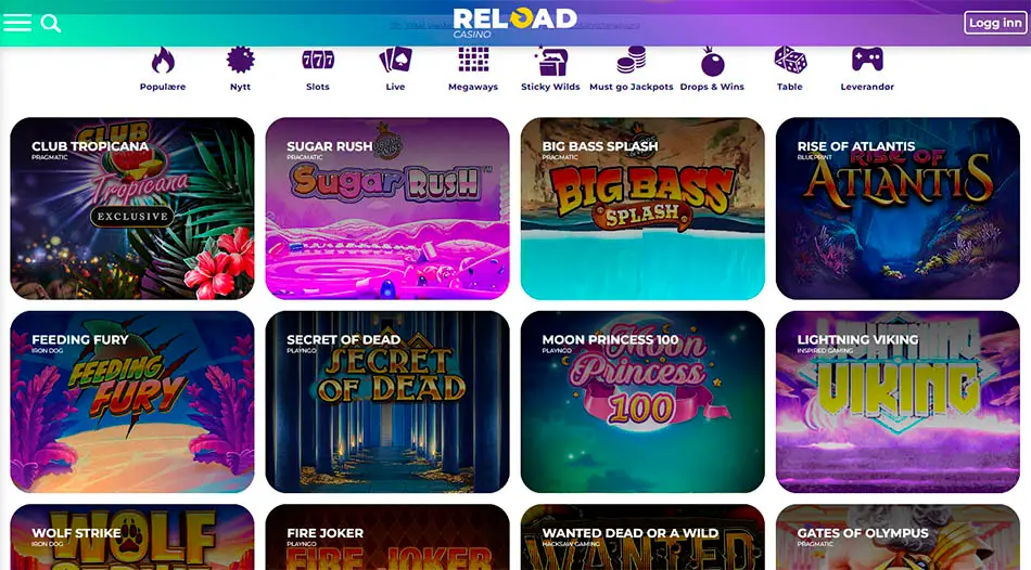 Spelleverantörer ReloadCasino