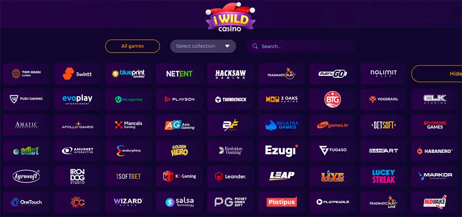 iWild Casino leverantörer av casinospel