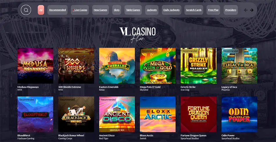 Vegas Lounge Casino design webbsida