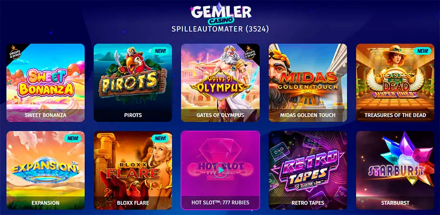 Spelutbud på Gemler Casino